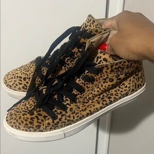 Steve Maddern pony hair Leopard Print High-Top Sneakers
